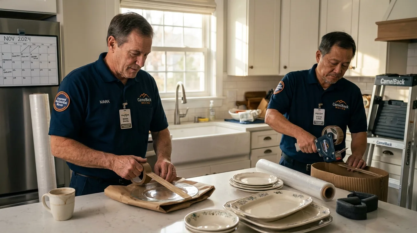 Professional crew packing kitchen dishware in Terre Hill, PA